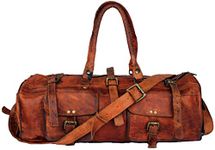 Znt Bags Real Pure Handmade Leather Luggage Bag 22 inches Vintage Look Unisex Duffle Crafted Travel for Gym Sports Cabin Bags Men Women Girls Boys (Executive Elegance)