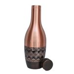 CO-PURE 100% Pure Copper Water Bottle | 1100ml | Hand Engraved Leak-Proof Design with Half Antique Finish | Ayurvedic Benefits | Ideal for Home, Office, Gym, Yoga & Gifting