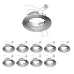 ledscom.de 10 Pieces Ceiling recessed Frame Fere recessed Frame matt Chrome (LED/halogen/MR16/50mm) incl. GU5.3 Socket