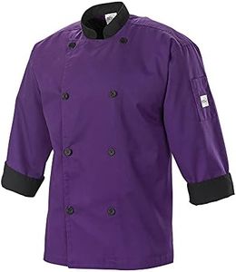 Mercer Culinary Millennia Men's 3/4 Sleeve Cook Jacket, Purple w/Black, L