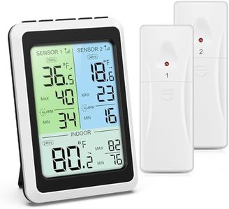 ORIA Wireless Freezer Thermometer, Digital Refrigerator Thermometer with 2 Sensors, Temperature Alarm, Color LCD Backlight, for Fridge Home Kitchen Restaurant