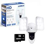 Lorex 1080p Wired Floodlight Camera – 32GB Outdoor Home Security Camera with IR Night Vision, Person Detection, and Flood Light - Exterior Surveillance Camera (White)