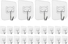 Elegana Adhesive Hooks for Hanging 24 Pack,Heavy Duty Wall Hooks 33 lbs 304 Stainless Steel Self Adhesive Sticky Hooks Waterproof Bathroom Hooks Transparent Sticky Hooks for Kitchen Glass Door