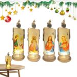 LED Prayer Flameless Candles, Jesus Saints Religious Decoration, Christmas Easter Gift, Prayer Candles LED Jesus Flameless Prayer Religious Decoration Devotional Prayer Light(4pcs-Mix)