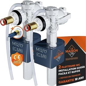 LA MAISON SAB Quick 2 Float Valves Filling Valve Cistern Valve 3/8 Inch [+Seal + Filter + Instruction] 10 Year Warranty Cistern Valve for Horizontal Toilet Connection