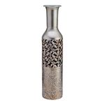 Elements 5181406 Embossed Decorative Metal Vase, 17-Inch, Silver