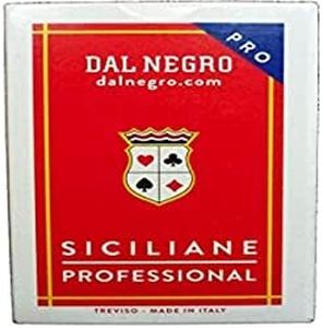 Dal Negro Siciliane 015010 Italian Regional Playing Cards Plastic, Red Case - Deck of 40 Cards [ Italian Import ]