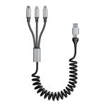 Coiled Multi Charging Cable [MFi Certified] 5 in 1 Coiled Charging Cable for Car Coiled Universal Charging Cable USB A/USB C to Lightning(Data, Carplay, 2.4A Charge), Type-C(Charge), Micro USB(Charge)