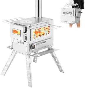 YOLENY Wood Stove, Wood Burning Stove, Tent Stoves Wood Burning with Wood Oven, Camping Wood Stove for Outdoor Cookout, Hiking, Travel, Backpacking Trips, Chimney Pipes and Carry Bag Included