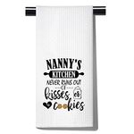 POFULL Nanny's Kitchen Tea Towel Nanny Gift Nanny's Kitchen Never Runs Out of Kisses and Cookies Dish Towel (Nanny's Kitchen Towel)