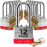 Lion Locks 5PLS Keyed-Alike Padlock, 1-9/16-inch Wide 2-inch Shackle, 12-Pack