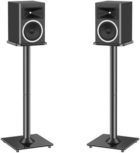 MOUNTUP Universal Speaker Stands Pair for Surround Sound, 31" Height Floor Speaker Stands, Holds Bookshelf Speaker Satellite Speaker Large Speaker, Up to 22LBS Cable Concealing 9.8" Plate Black MU9132