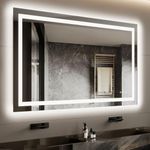 40x32 LED Vanity Mirror for Bathroom, Dual Backlit & Front Lighting, 3CCT Dimmable, Anti-Fog, Shatterproof Tempered Glass, ETL Certified, Memory Feature, Modern Frameless Wall Mirror with Lights