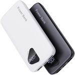 2025 2-Pack 12800mAh Portable Charger with Built in Cables, Travel Essential Battery Pack, 4 Outputs 2 Inputs Slim Power Bank with Cord Wires for iPhone 16/15/14, Samsung Galaxy S23/22, Pixel etc