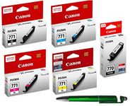 Canon PGI 770 & CLI 771XL B/C/Y/M Ink Cartridge MG5770 MG7770 TS5070 TS8070 with ITGLOBAL 3in1 Multi-Function Mobile Phone Stand, Stylus Pen, Anti-Metal Rotating Ballpoint Pen