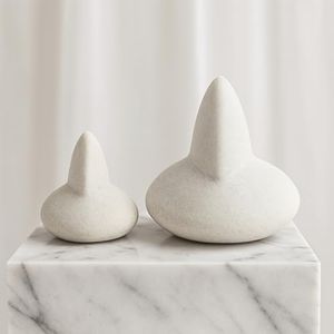 NESS AND JORD Set of 2 Ulises Abstract Decorative Object – Resin Modern Home Decor Accents with Soft White Finish – Shelf & Coffee Table Decor for Office & Living Room – 8" & 11", White