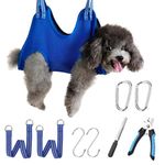 OVTEXZOG Dog Grooming Hammock Harness, Dog Sling for Nail Clipping/Trimming,Pet Grooming Restraint Bag with Nail Clippers Trimmer,Dog Grooming Supplies Kit for Claw Care (X-Small 14LB Max/Blue)