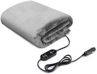 WODHMIEY Heated Car Blanket DC12V-24V Electric Blanket for Car Camping, Portable Washable Heated Blanket with Timer, 3 Heat Settings, Heated Throw Blanket for Road Trip (Gray)