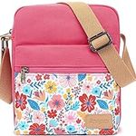 Leaper Girls Crossbody Purses 2 PCS Floral Messenger Bag Canvas Crossbody Bag and Purse Set for Women (SD07-Pink)