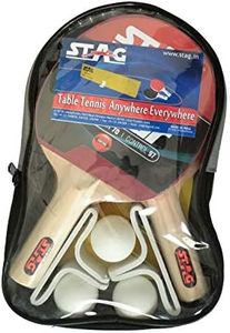 Stag Anywhere Everywhere Table Tennis Playset, 2 Racquets & 3 Balls (White)