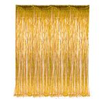 Rhode Island Novelty 3' x 8' Gold Tinsel Foil Fringe Door Window Curtain Party Decoration (2 per order)