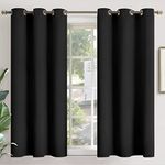 YoungsTex Blackout Curtains 54 Inches Length for Bedroom - Thermal Insulated with Grommet Short Room Darkening Window Drapes for Basement Office Camper Boy, 2 Panels, 42 x 54 Inch, Black