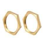 sourcing map G1 Lock Nut, Hex Brass Female Locknut for Plumbing 2pcs