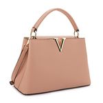 EVVE Women's Small Satchel Bag Classic Top Handle Purses Fashion Crossbody Handbags with Shoulder Strap, Nude