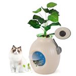 Tangkula Hidden Litter Box Plant, Cat Litter Box Enclosure Furniture with Odor Removal System, 4 Modes Lights, Artificial Plant, Pebbles, Door, Scoop, Planter Litter Box for Large Cats, Easy to Clean