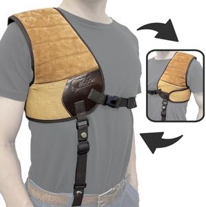 TAC IBEX Leather Shooting Recoil Shields Pads Padding Canvas Shoulder Protective Vest for Shotgun Rifle Range Field Hunting Brown