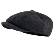 GEANBAYE Newsboy Cap Peaky Baker Flat Caps for Men Women(Black)