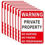 Lineshading 8 Pcs Posted No Trespassing Signs Private Property Weatherproof No Hunting Signs 10x7" Reflective Aluminum Posted Signs for Warning No Hunting Fishing Trapping Indoor Outdoor Use (Red)