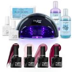 Mylee Complete Professional Gel Nail Polish LED Lamp Kit, 4x Mylee Colours, Top & Base Coat, Mylee PRO Salon Series Convex Curing® LED Lamp, Prep & Wipe, Gel Remover (Black Lamp)