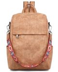 FADEON Anti Theft Leather Backpack Purse for Women Travel Backpack, Back Opening Backpack Secure Work Bag Suede Brown