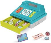 Battat – Toy Cash Register for Kids, Toddlers – 48Pc Play Register with Toy Money, Credit Card – Blue Calculating Cash Register – Pretend Play Toy – 3 Years + – Blue Calculating Cash Register