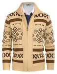 PJ PAUL JONES Sweaters for Men Cardigan Knitwear Shawl Collar Long Sleeve Zip-up Apricot, S