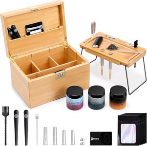 OZCHIN Large Bamboo Box with Foldable Tray, Combination Lock 2025 Decorative box for Home Great Gift Choice Storage Lockbox with Storage Jar, Christmas Great Gift for Men Women