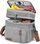 Lrmuco Lunch Bag for Men Expandable Insulated Lunch Bag for Women Large Double Deck Lunch Cooler Bag for Adults Lunch Bag with Shoulder Strap, Container for Work Office Outdoor (Grey)