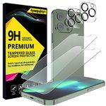 4youquality [4-in-1 Screen Protector for iPhone 13 Pro with Camera Lens Protector, Tempered Glass Film, 2-Pack Each, [LifetimeWarranty][Impact-Resistant][Anti-Scratch][Ultra-Transparent]