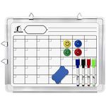 Whiteboard Calendar Monthly Planner - 15 x 12 in Magnetic Calendar Dry Erase with Eraser, 4 Dry Wipe Pens and 4 Magnets - White Board Organiser for Wall, Kitchen, Home Office