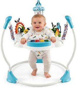 Maxmass Baby Jumper Jumperoo, Baby Activity Center with 360° Rotating Seat, 3 Adjustable Heights, Music, Lights, Interactive Toys, Toddler Bouncer Play Center for 6+ Months Boys Girls (Blue)