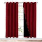 NICETOWN Living Room Completely Shaded Draperies, Privacy Protection & Noise Reducing Ring Top Drapes, Black Lined Insulated Decorative Curtain Panels(Burgundy Red, 2 Pieces, W52 x L72)