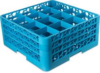 Carlisle FoodService Products Opticlean Glass Rack 16 Compartments with 3 Extenders for Kitchens and Restaurants, Plastic, 19.875 x 19.875 x 8.5 Inches, Carlisle Blue