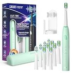 Seago Electric Toothbrush with 10 Toothbrush Heads, Travel Electric Toothbrush with Case & Toothbrush Holder, Electric Tooth Brush with Smart Timer for Adults, Boys, and Girls, SG-2316(Green)