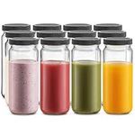 Paksh Novelty 12-Pack Travel Glass Drinking Bottles - 16 Ounce Mason Jars with BPA-Free Plastic Airtight Lids - Reusable and Versatile Glass Water Bottles