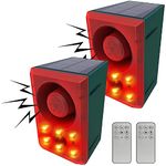 keeda Solar Strobe Warning Light, Loud Noise Maker Dog Barking & Gunshot Sound Motion Sensor Alarm 3 Work Modes Security Alert System with Voice Recorder for Farm Barn Villa (2 PCS)