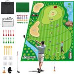 FBSPORT Golf Chipping Game Mat Set 70.1 * 47.2in, Golf Hitting Training Mat Practice Outdoor Indoor for Adults Family Kids Outdoor Play Equipment, Stick Chip Golf Games for Backyard Home and Office