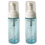 ZAYOIZY 2 Pack Travel Size Foam Pump Bottle Foamer Dispenser Clear Plastic Foaming Bottles for Soap Face Wash Facial Cleansers, 5oz(150ml),Blue