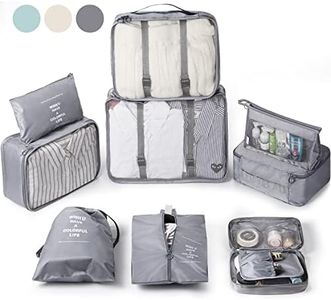 Rieeyrslza Organizer Valigie Set di 9 Essential Organizer Borse da Viaggio Sistema di Cubo di Viaggio Organizzatori Cubi per Luggage Include Cosmetici Abbigliamento Calzature Set da Viaggio (Grigio)