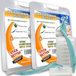 Genuine Orthowax Plus - Now Precut with Aloe Vera and Vitamin E - Applicator Tool Included - Orthodontic Wax for Braces Wearer (Pack of 18) - Stick Better Than Competitors - Unscented